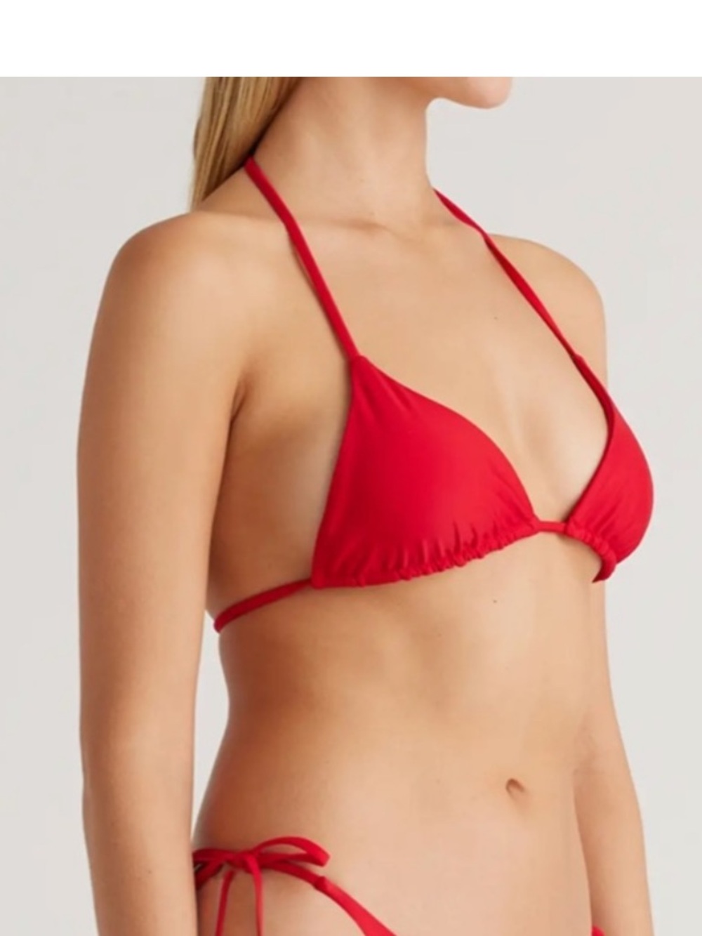 Quince Italian Triangle Bikini Top‎ NWT Size L Cherry Red